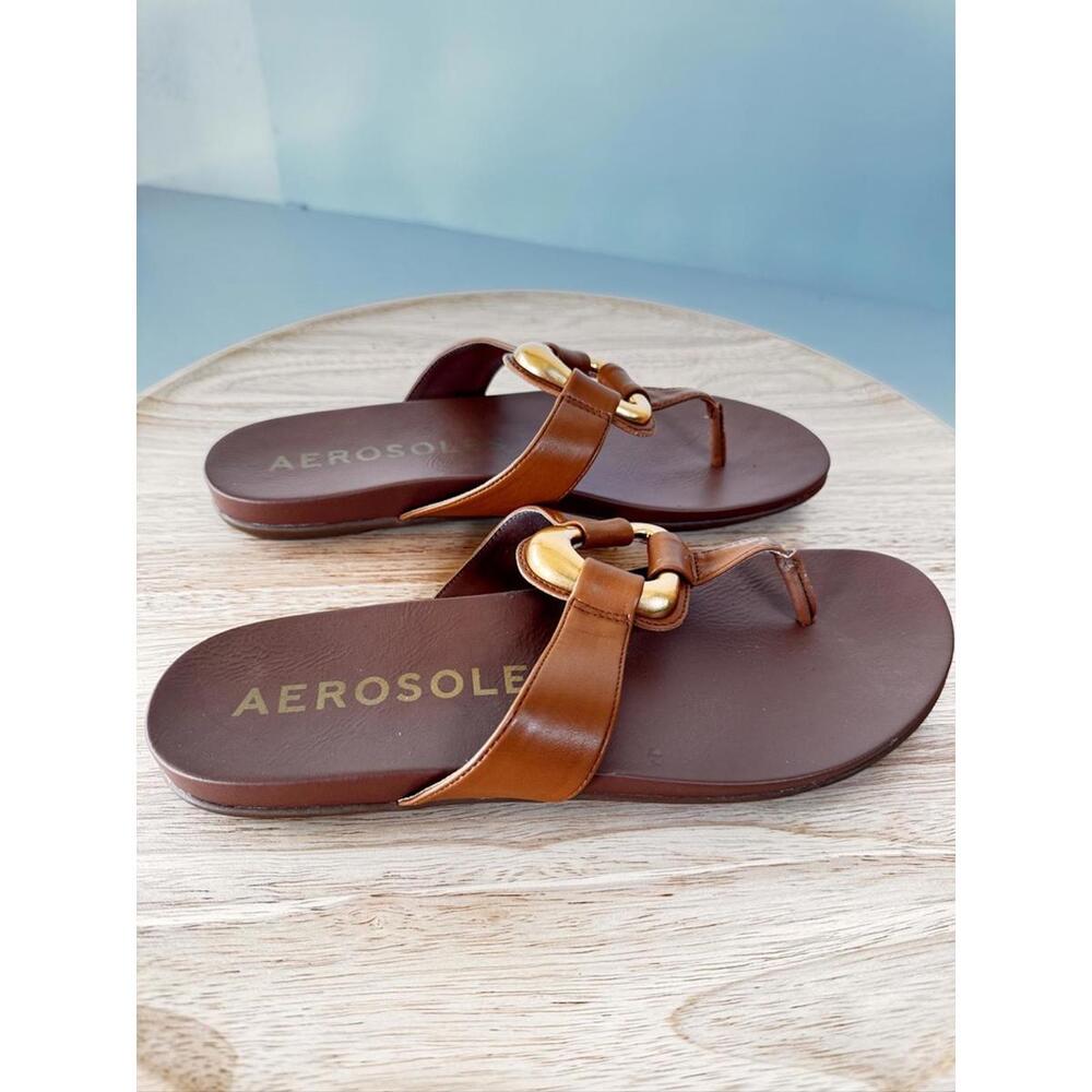 Aerosoles Women’s Stylish Brown Flip Flops with Unique Design Size 10M - Picture 2 of 7
